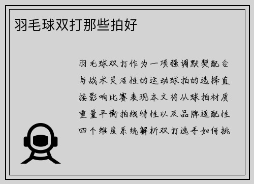 羽毛球双打那些拍好